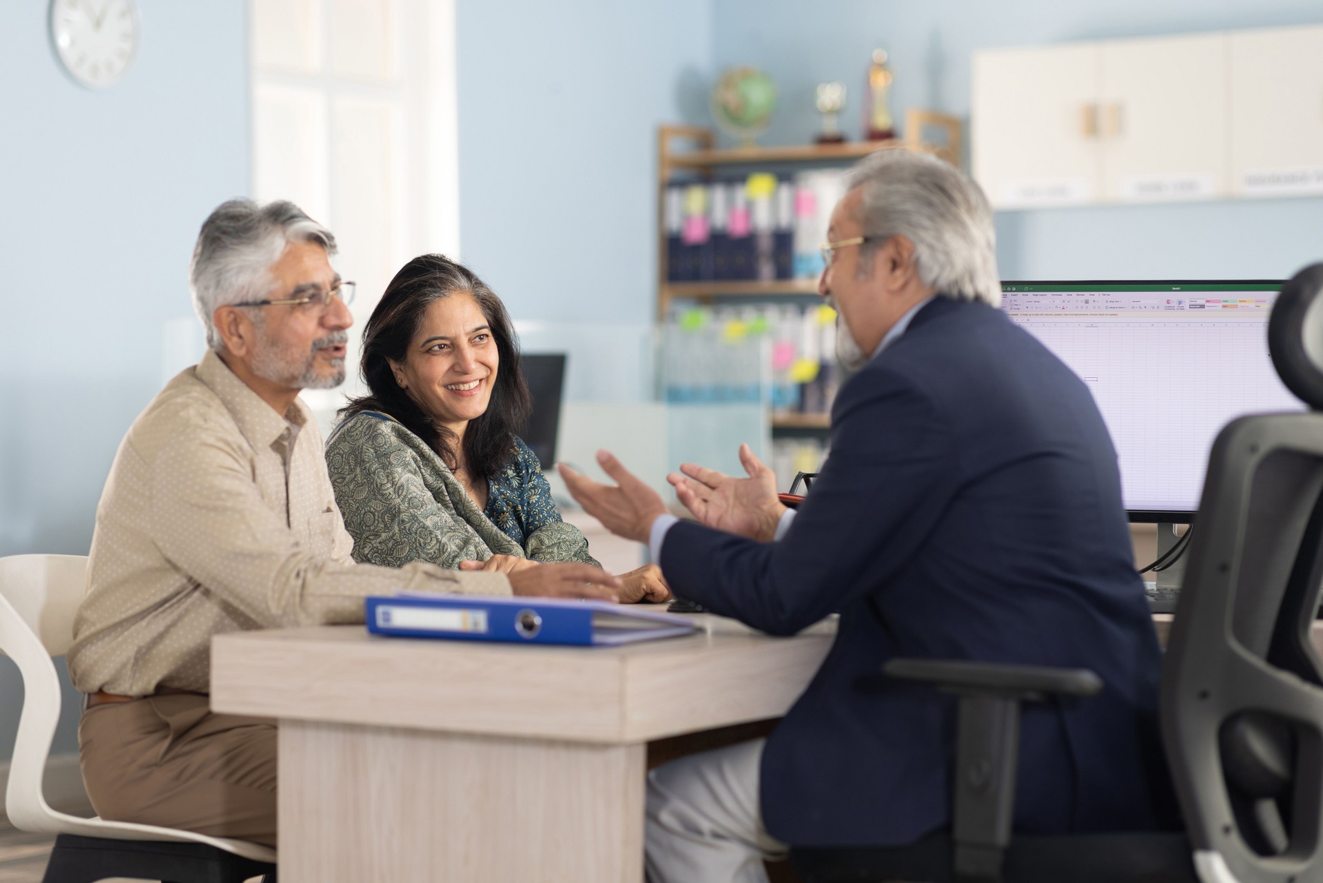 Senior Couple Meeting with Financial advisor stock photo
